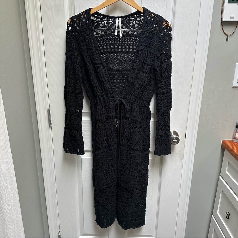 Black Crochet Duster/Cardigan